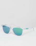 Oakley Square Frogskin Sunglasses With Green Flash Lens - Clear