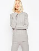 Asos Sweater With Padded Neck In Rib - Gray