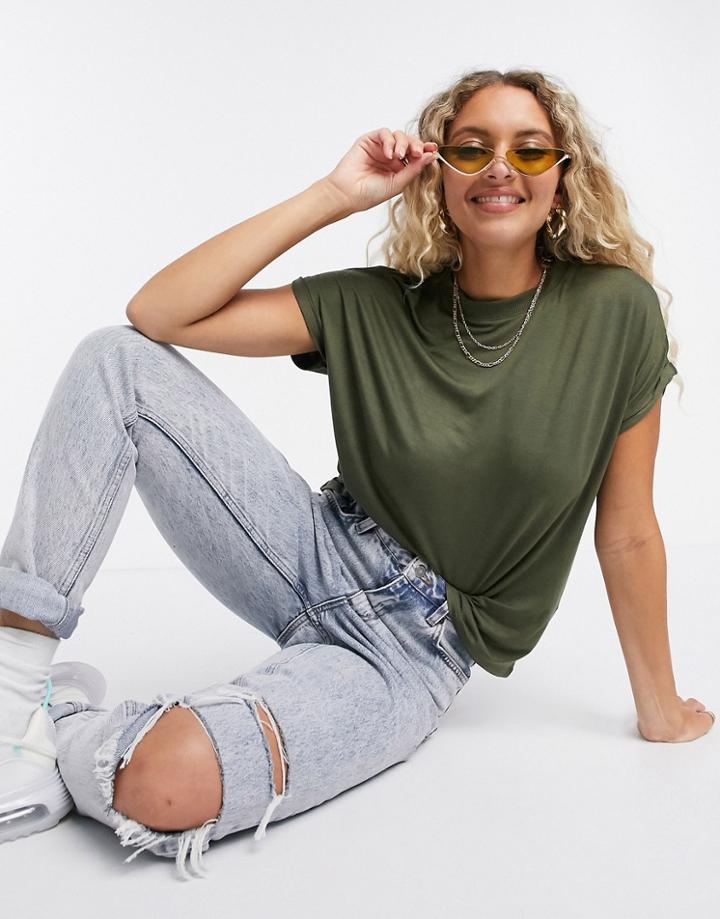 Noisy May T-shirt In Khaki-green