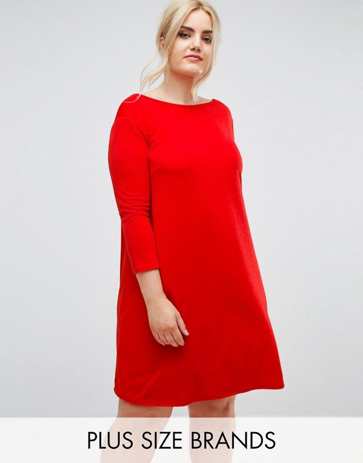 Club L Plus Oversize Crepe Swing Dress - Red
