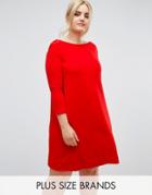 Club L Plus Oversize Crepe Swing Dress - Red