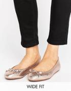 Dune Wide Fit Rose Gold Ballerina Flat Shoes - Pink