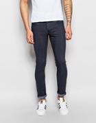 Solid Skinny Fit Stretch Jeans In Indigo - Blue