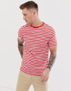 Only & Sons Short Sleeve T-shirt In Stripe-red