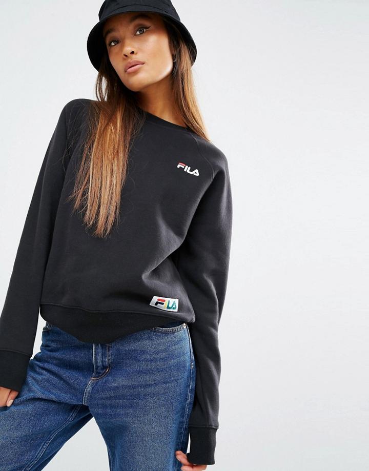 Fila Sweatshirt With Logo And Tape Detail Badge - Black