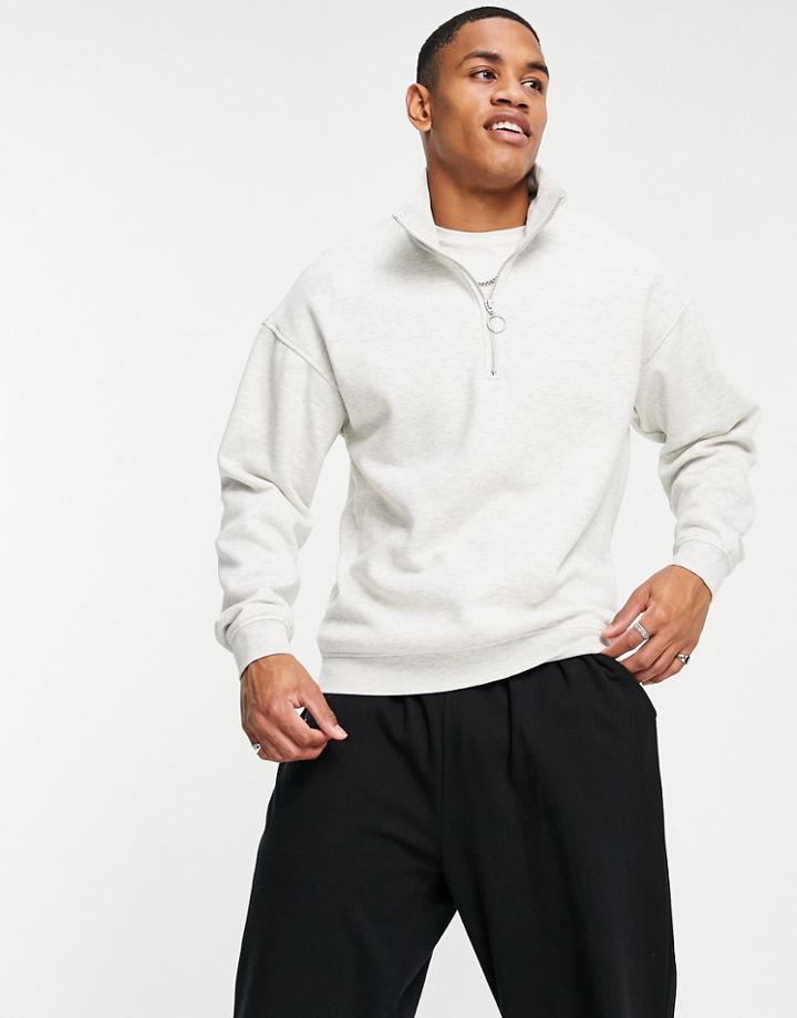 Jack & Jones Originals Oversized 1/4 Zip Sweatshirt In White