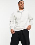 Jack & Jones Originals Oversized 1/4 Zip Sweatshirt In White
