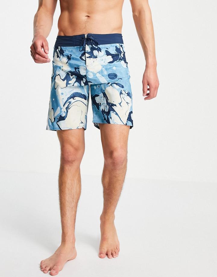 Adidas Training Board Swim Shorts In Blue Print-black