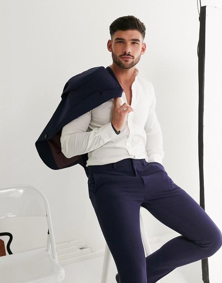 Asos Design Super Skinny Suit Pants In Four Way Stretch In Navy
