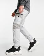 Topman Relaxed Color Block Cargo Pants In Gray