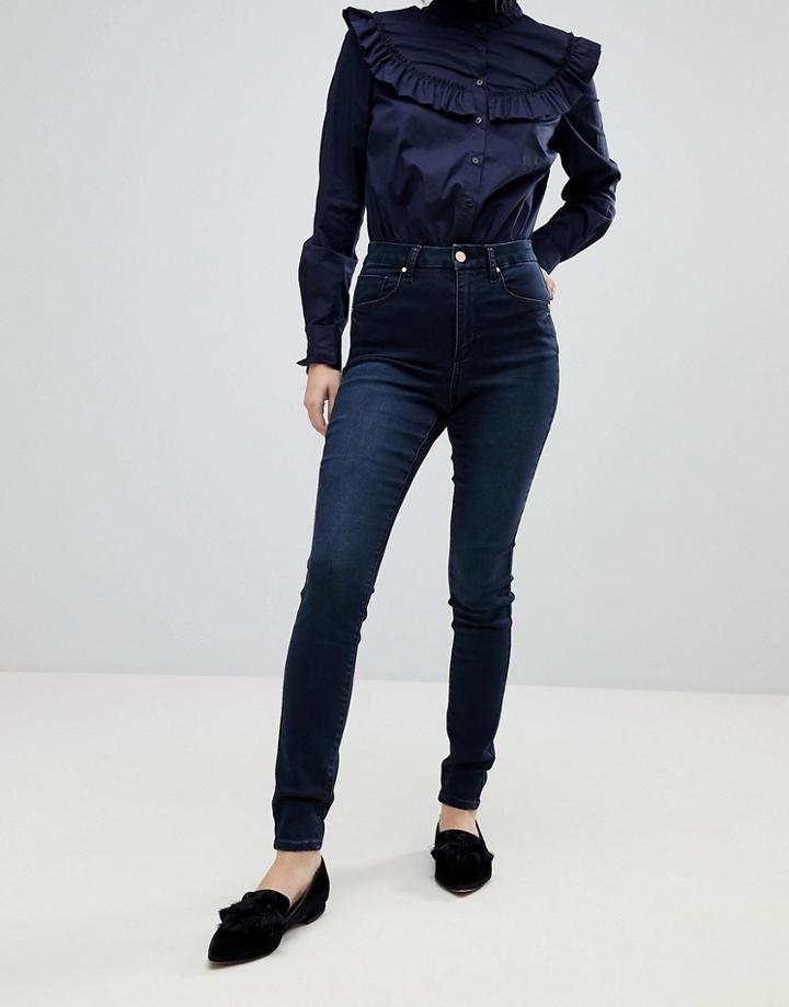 Asos 'sculpt Me' High Waist Premium Jeans In Vivienne Dark Wash - Blue