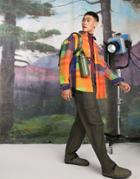 Asos Design 90s Oversized Plaid Shirt In Rainbow Fleece-multi