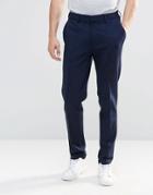 Asos Super Skinny Pant In Navy Jersey With Turn Up - Navy