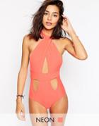 Lolli Hafa Cut Out Swimsuit - Orange