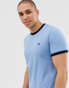 Fred Perry Ringer T-shirt In Sky Blue - Blue