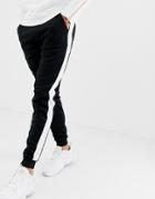 Only & Sons Poly Side Stripe Cuffed Bottom Sweat Sweatpants In Black - Black