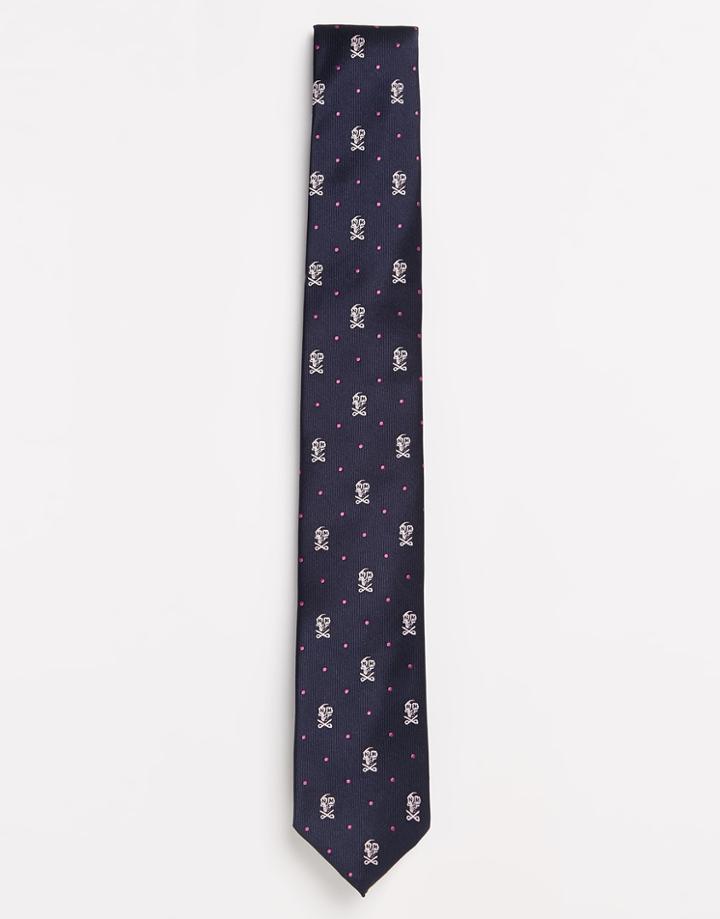 Noose & Monkey Skull & Spot Tie - Blue