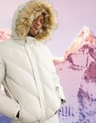 Asos 4505 Padded Ski Jacket With Faux Fur Trim-neutral