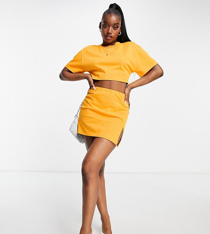 Asyou Seam Detail Cropped Oversized T-shirt In Orange - Part Of A Set