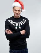 Asos Oversized Sweatshirt With Jingle My Bells Print - Black
