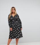 Influence Plus Spot And Floral Midi Wrap Dress - Multi