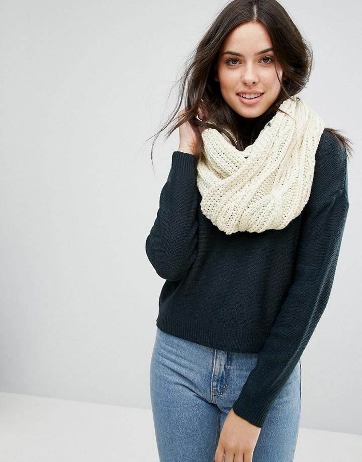 Plush Fleece Lined Xo Cable Infinity Scarf In Oatmeal - Beige