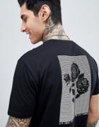 Asos Design Relaxed Longline T-shirt With Rose Back Print - Black