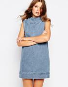 Waven Ditte High Neck Denim Dress - Blue