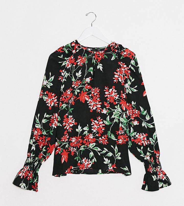 Y.a.s Tall Davida Volume Sleeve Floral Blouse-multi