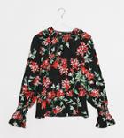 Y.a.s Tall Davida Volume Sleeve Floral Blouse-multi