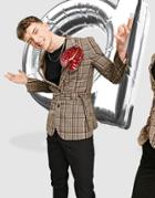 Asos Design Skinny Belted Blazer With Twill Check In Camel-neutral
