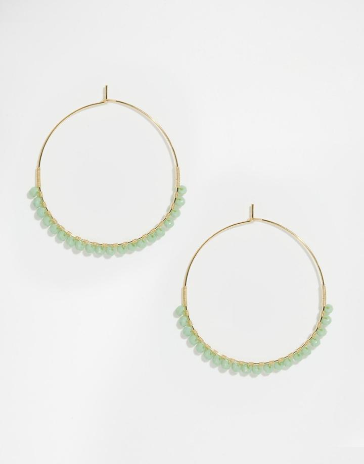 Orelia Wrapped Bead Large Hoop Earrings - Pale Gold