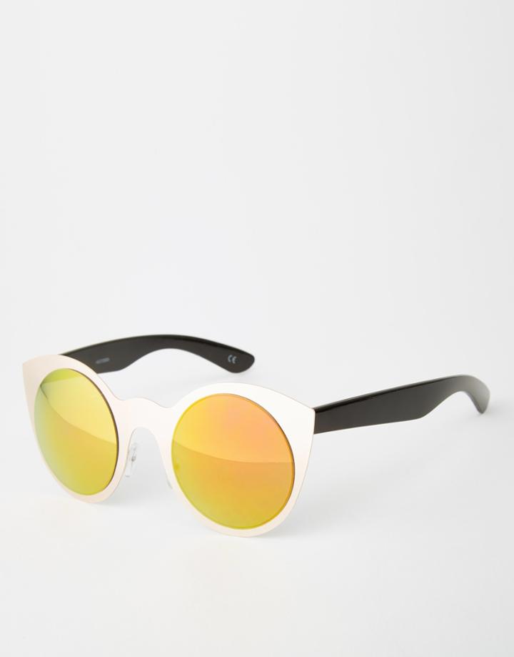 Asos Kitten Sunglasses In Full Metal With Flash Lens - Gold