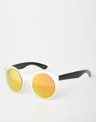 Asos Kitten Sunglasses In Full Metal With Flash Lens - Gold