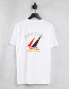 Nautica Competition Trim Back Print T-shirt In White