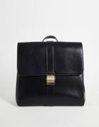 Asos Design Satchel Backpack With Lock Detail In Black