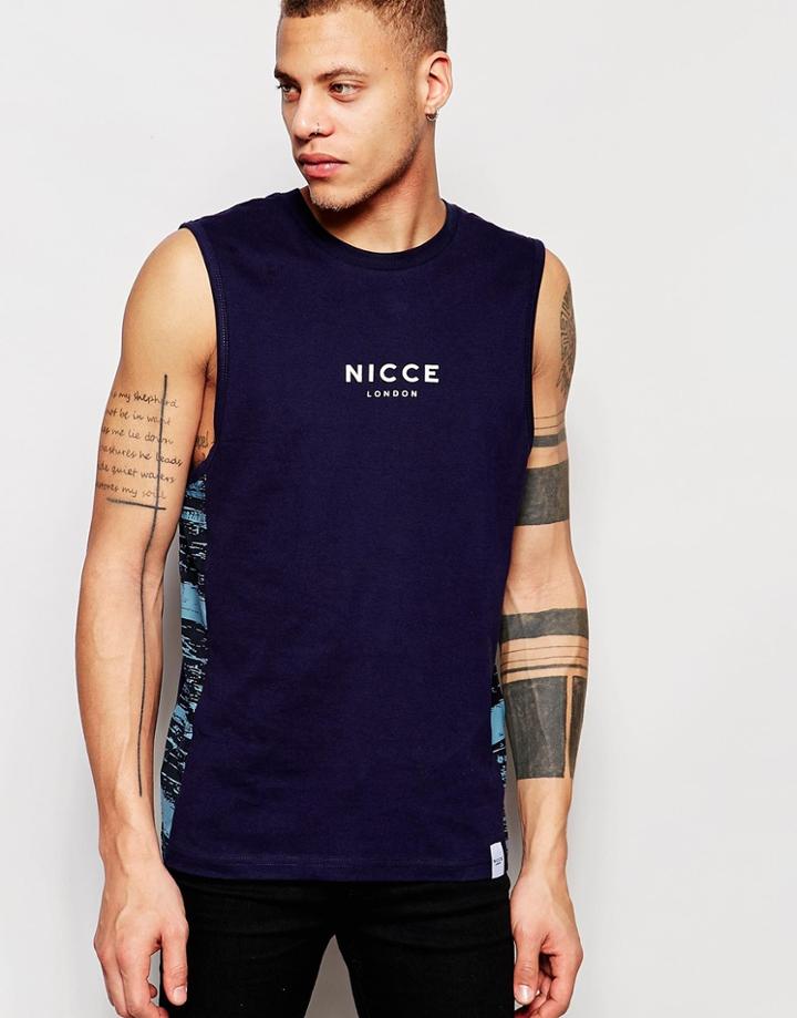 Nicce Side Panel Tank - Navy