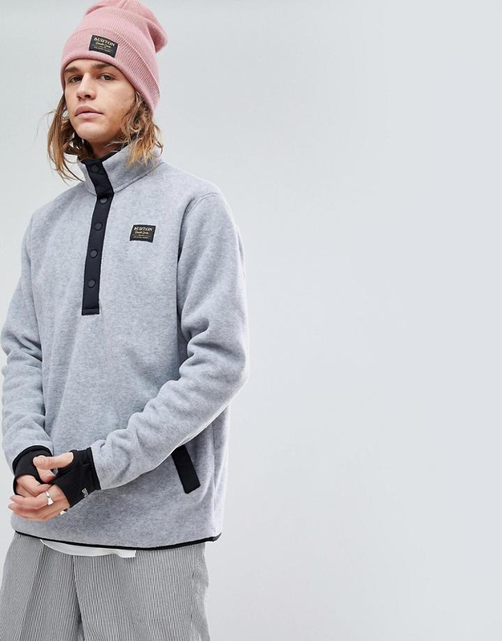 Burton Snowboards Hearth Fleece Overhead Sweatshirt In Gray Marl - Gray