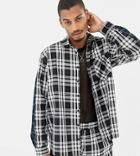 Milk It Vintage Oversized Check Shirt With Contrast Side Stripe - Black