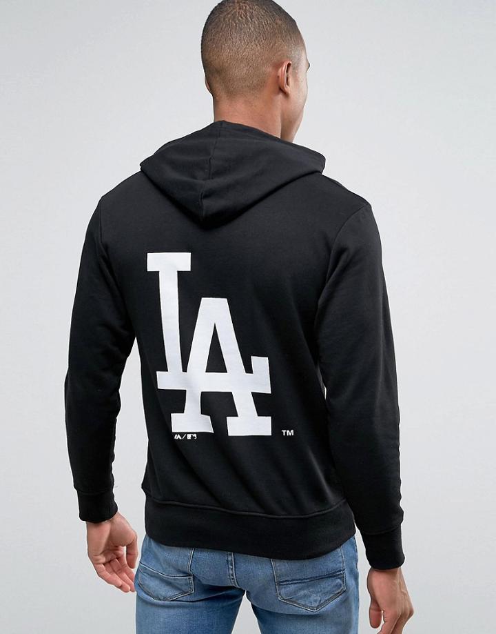 Majestic L.a. Dodgers Hoodie With Back Print - Black