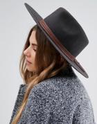 Brixton Drover Fedora With Real Leather Trim - Black