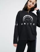 Weekday Unite Logo Hooded Top - Black