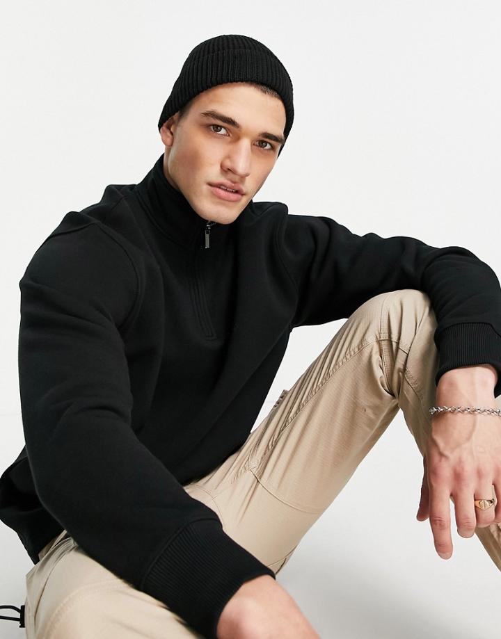 Asos Design Fisherman Beanie In Black