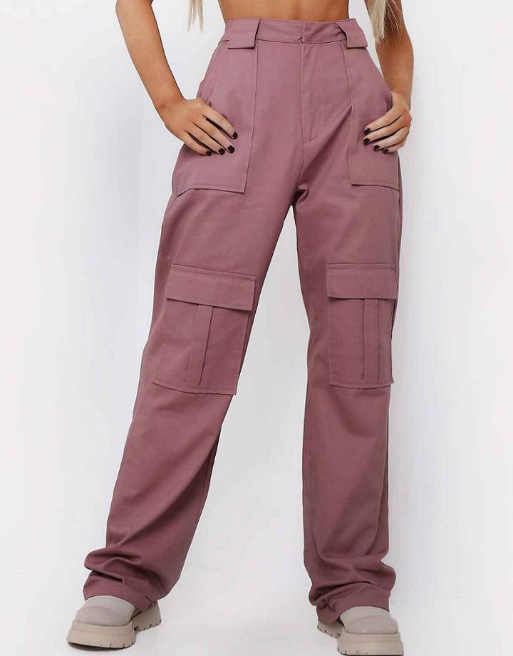 Missyempire Cargo Pants In Mauve-purple