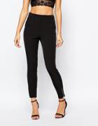 Fleur East By Lipsy Tailored Cigarette Pant With Pu Contrast - Black