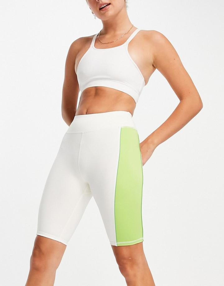 Asos 4505 Side Stripe Legging Shorts-white
