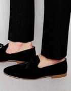 Asos Tassel Loafers In Black Suede With Natural Sole - Black