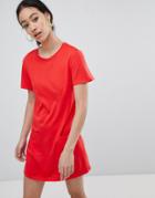 Monki Pocket Detail T-shirt Dress - Red