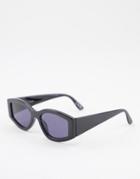 Asos Design Chunky Square Oval Sunglasses In Shiny Black