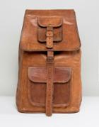 Reclaimed Vintage Leather Backpack In Brown - Brown